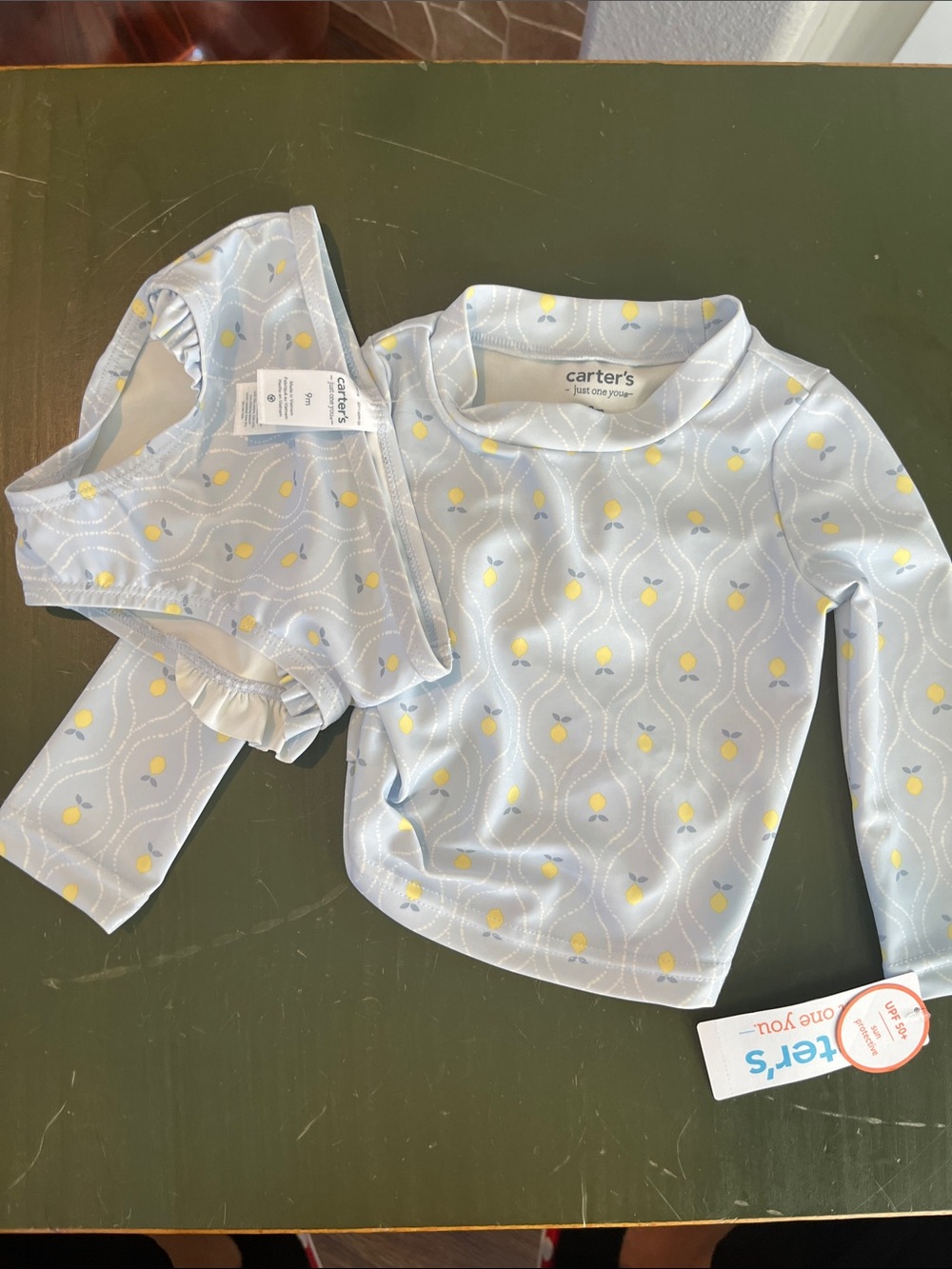 Carter's Light Blue Lemon Two-Piece Rash Guard Set